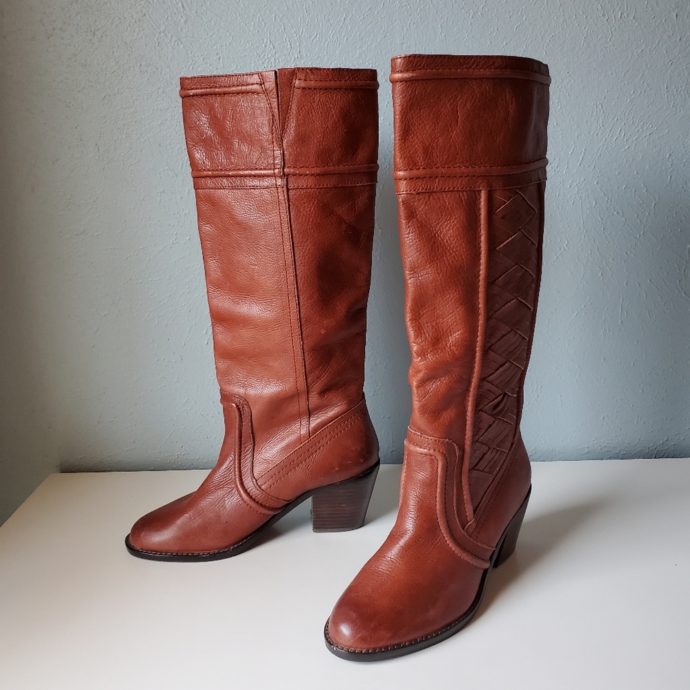 Vintage Fossil Brand 70's Style Boho Genuine Leather Boots Western Festival 8 - Picture 10 of 13